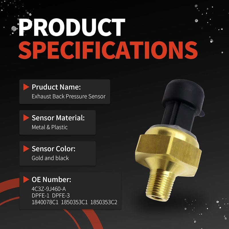 OXCANO DPFE3 EBP Exhaust Back Pressure Sensor 4C3Z-9J460-A Compatible with Ford 94-04 7.3L 6.0L Powerstroke, 7.3L 94-03 International Navistar T444E, 8.7L 7.6L 98-03 International Navistar DT530 - Image 2